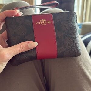 Coach Brown and Red Women's Wristlet